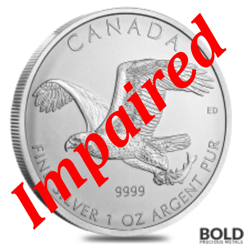 2014 Silver Canadian Birds of Prey Bald Eagle - 1 oz *Spotted