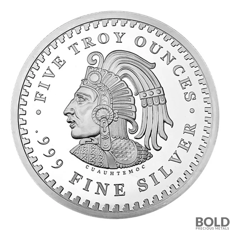 5 oz Aztec Calendar Silver Round 999 Fine (Tube of 20)