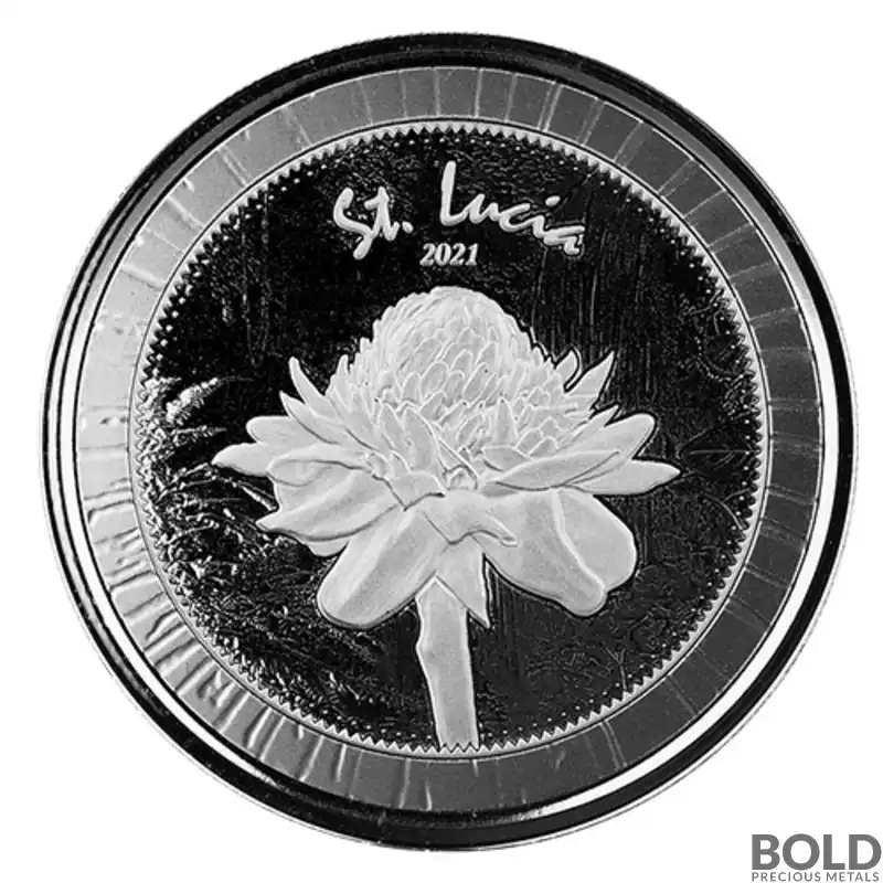 2021 1 oz EC8 St. Lucia Ginger Flower Silver Coin (BU)