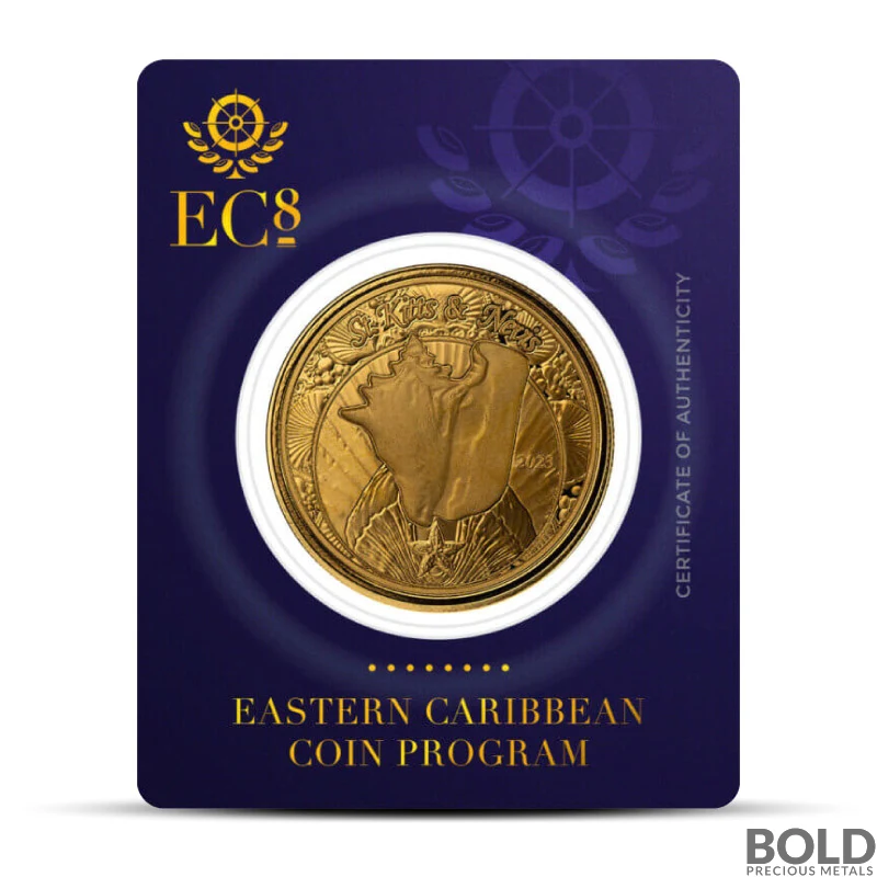 2023 1 oz EC8 St Kitts & Nevis Conch Shell Gold Coin (BU)