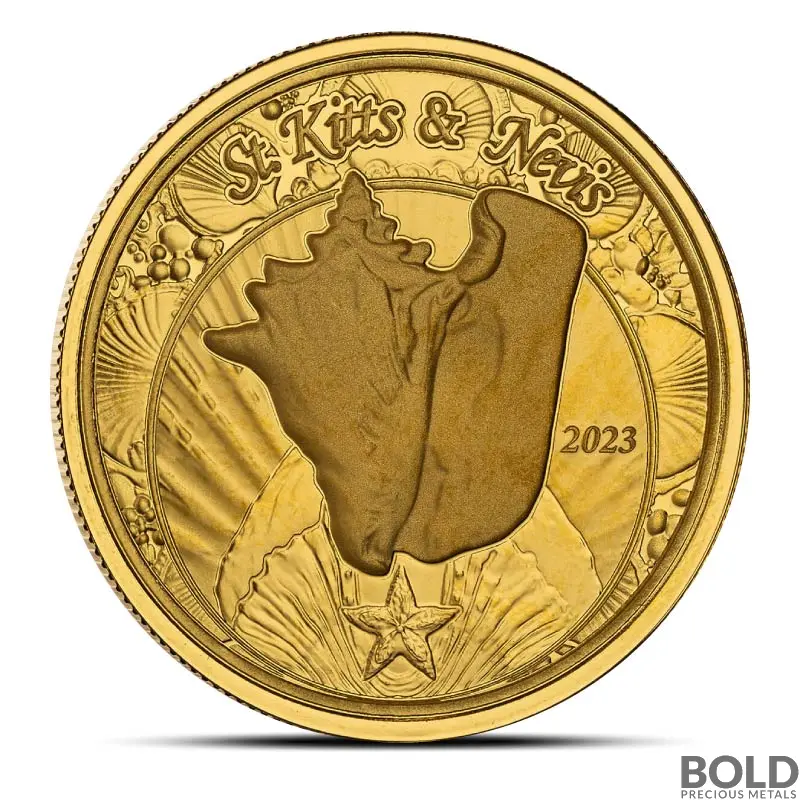 2023 1 oz EC8 St Kitts & Nevis Conch Shell Gold Coin (BU)