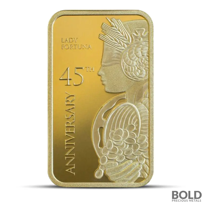 1 oz PAMP Lady Fortuna 45th Anniversary Gold Bar (In Assay)