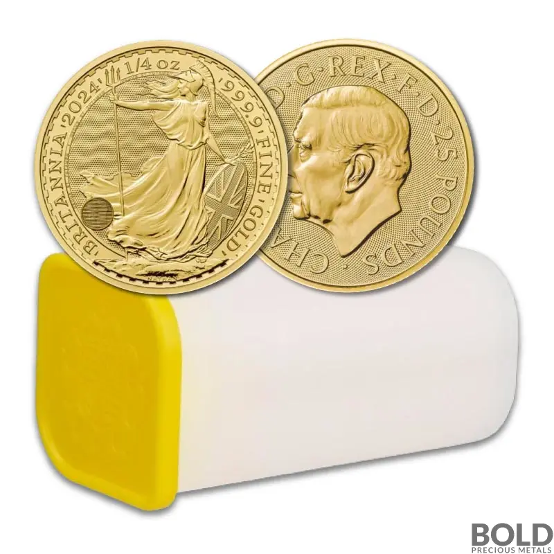 2024 Gold 1/4 oz British Royal Mint Britannia Tube (25 Coins