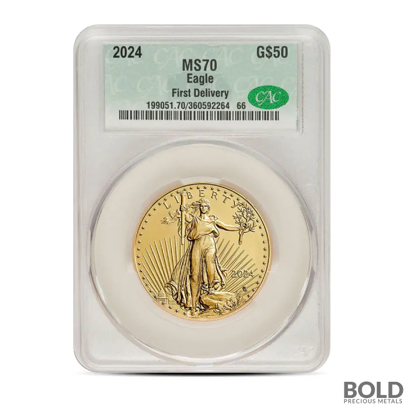 2024 1 oz America Eagle MS70 CAC Gold Coin (First Delivery)