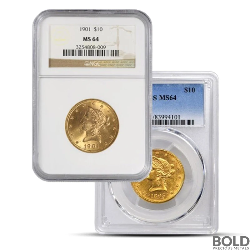 $10 Liberty Gold Eagle Coin (MS64, NGC or PCGS)