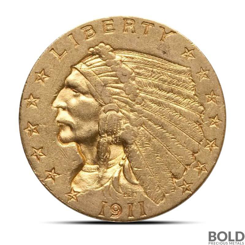 $2.50 Indian Quarter Eagle Gold Coin (XF)