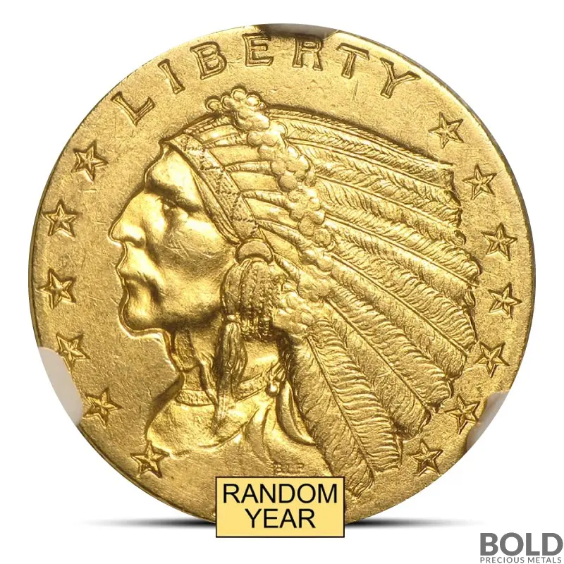 $2.50 Indian Quarter Gold Eagle Coin (MS61, NGC or PCGS, Random)