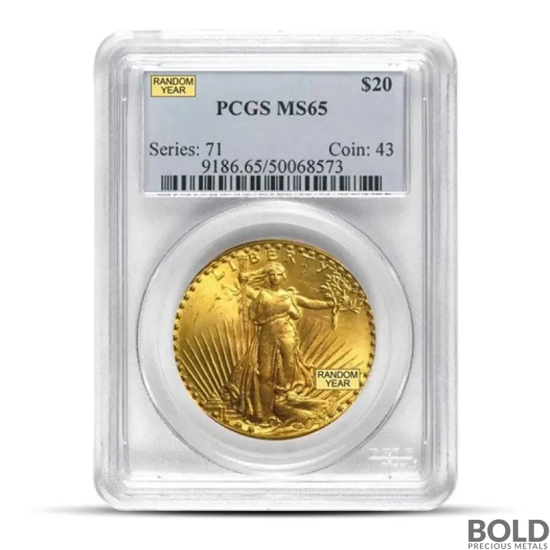 $20 Saint Gaudens Gold Coin (MS65, NGC or PCGS)