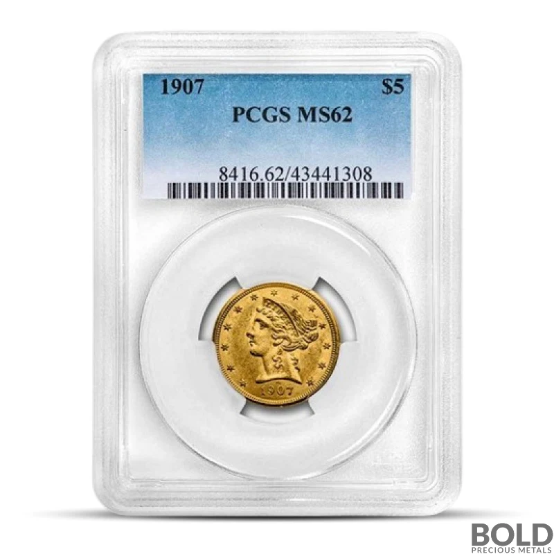 $5 Liberty Gold Half Eagle Coin (MS62, NGC or PCGS)