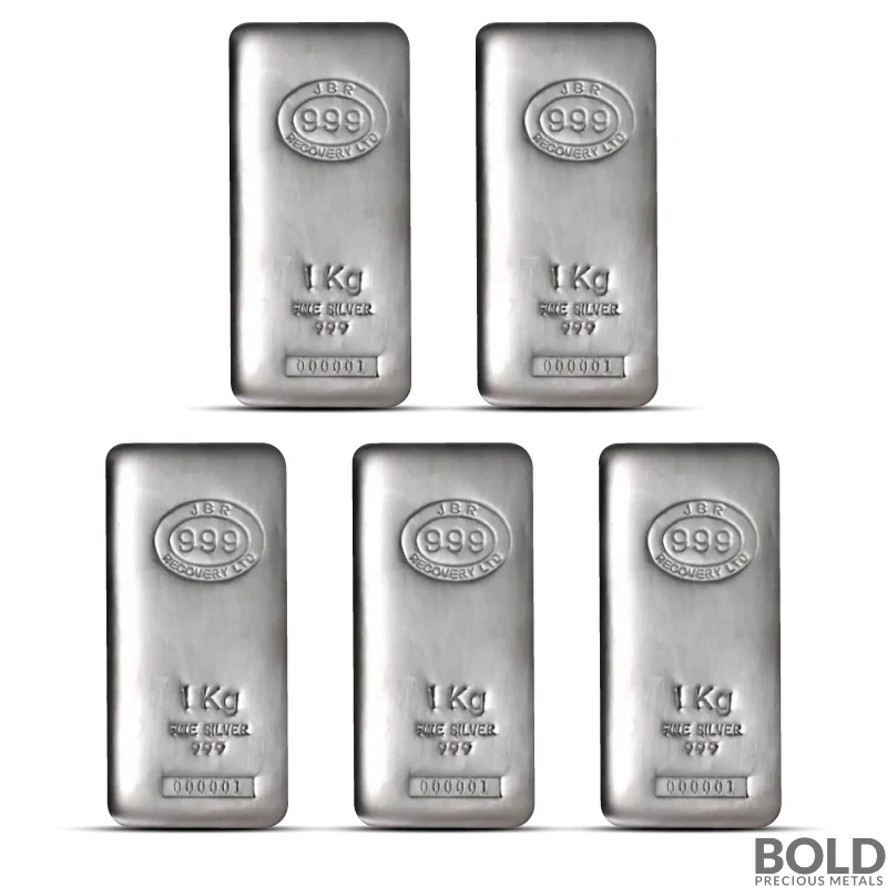 1 Kilo JBR Silver Bar (Lot of 5)