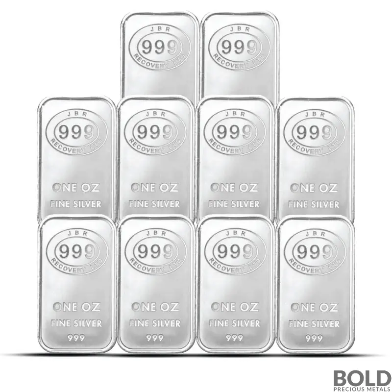 1 oz JBR Silver Bar (Lot of 10)