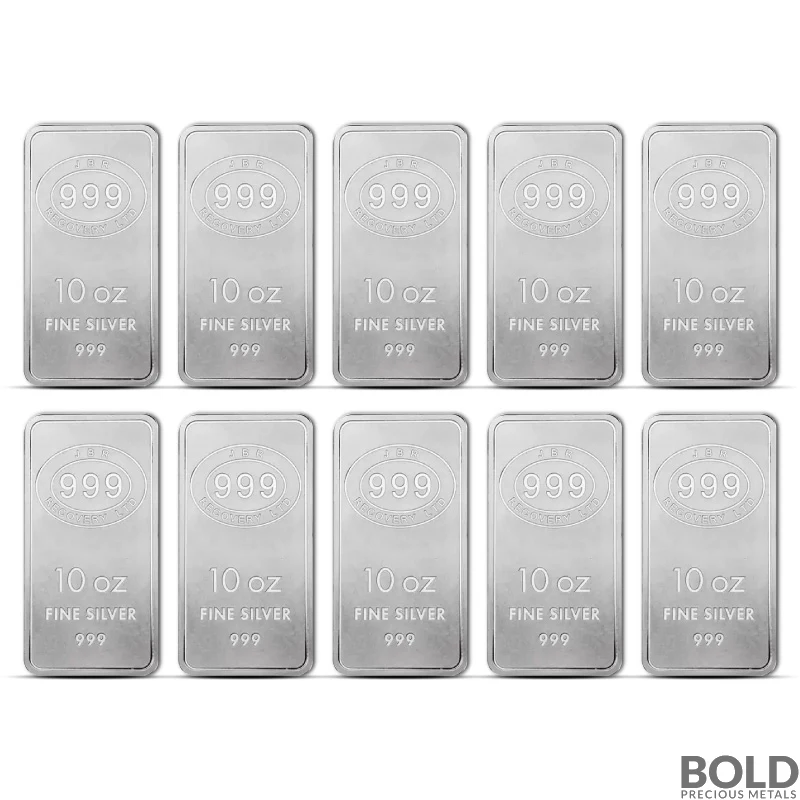 10 oz JBR Silver Bar (Lot of 10)