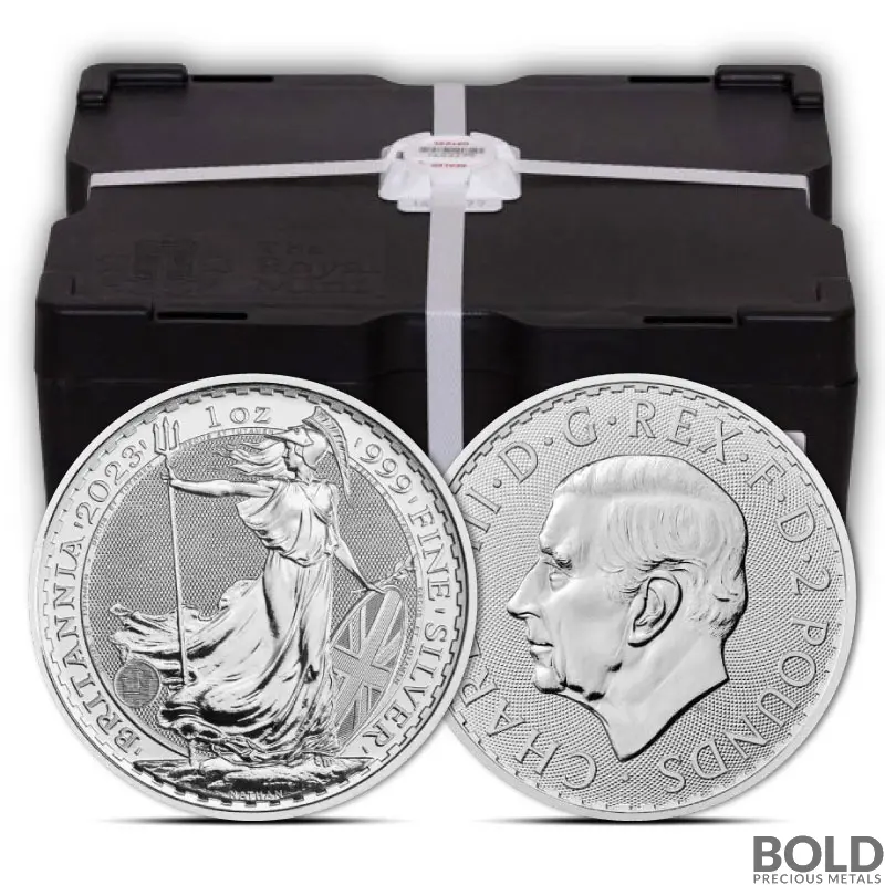 2023 1 oz British Silver Britannia King Charles III Monster Box (500 Coins, BU)