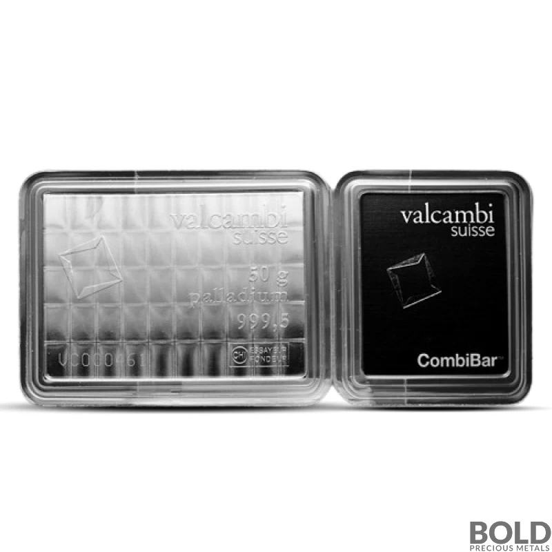 50x1 Gram Valcambi Palladium CombiBar (In Assay)