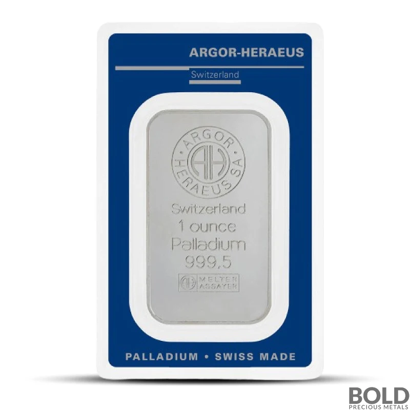 1 oz Argor Heraeus Palladium Bar