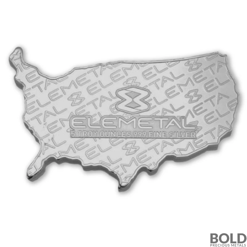 5 oz Elemetal Wavy Flag Shaped Silver Bar