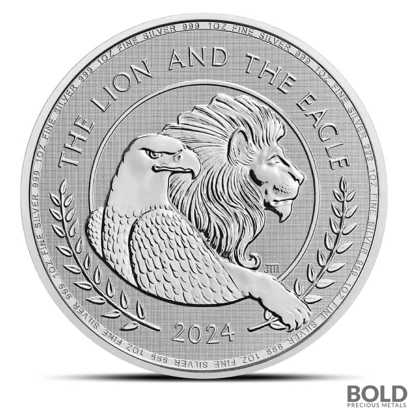 2024 英国　ライオン&amp;イーグル　1オンス銀貨BU カプセル入り　未開封品 2024 Great Britain UK The Lion and The Eagle 1 oz 0.999 BU