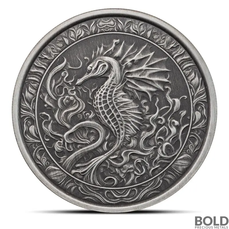 2023 1 oz Samoa Seahorse Silver Coin (Antiqued)