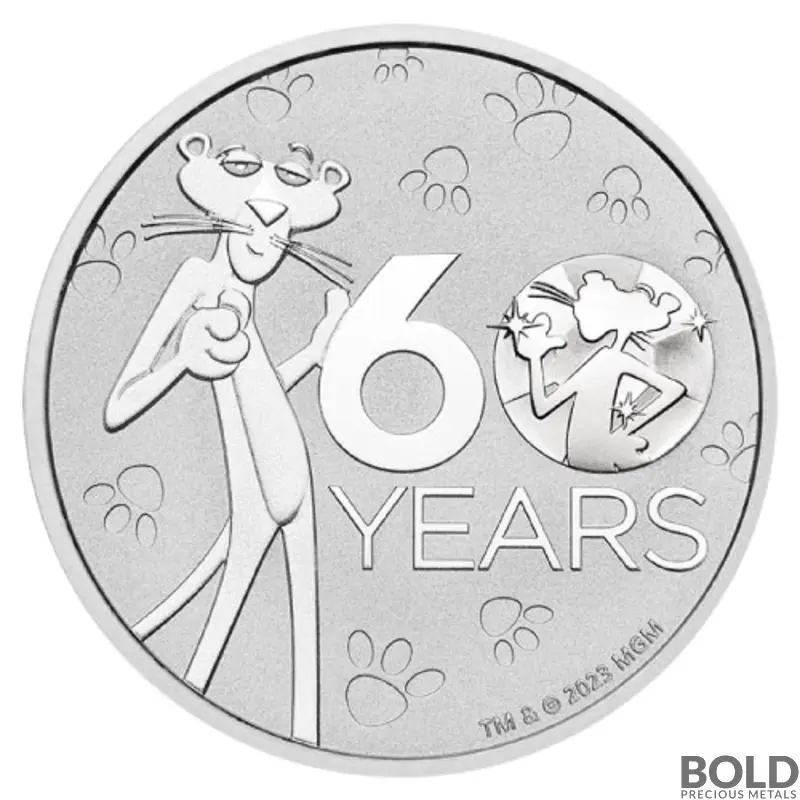 2024 1 oz Tuvalu Pink Panther 60th Anniversary Silver Box (BU, 100