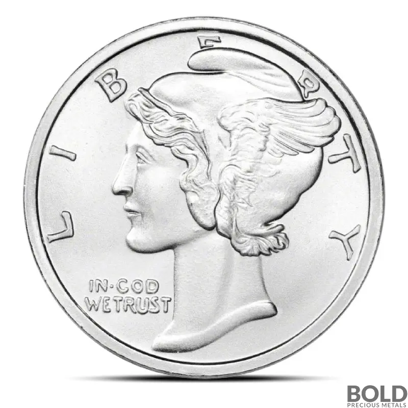 1 oz Mercury Dime Design Silver Round (CNT Minting)