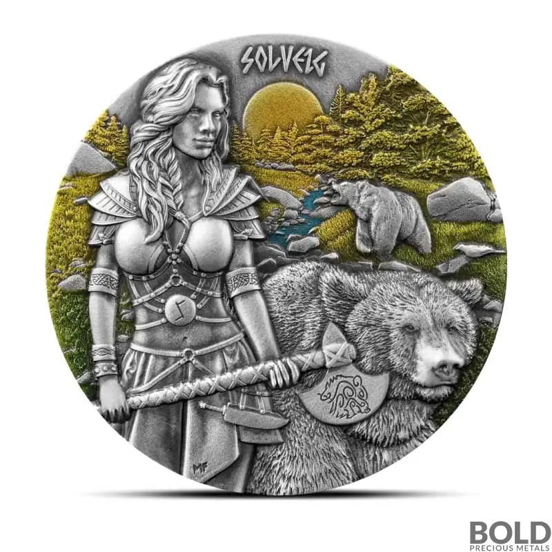 2024 2 oz Germania Valkyries Solveig Silver Coin (UHR, BU)