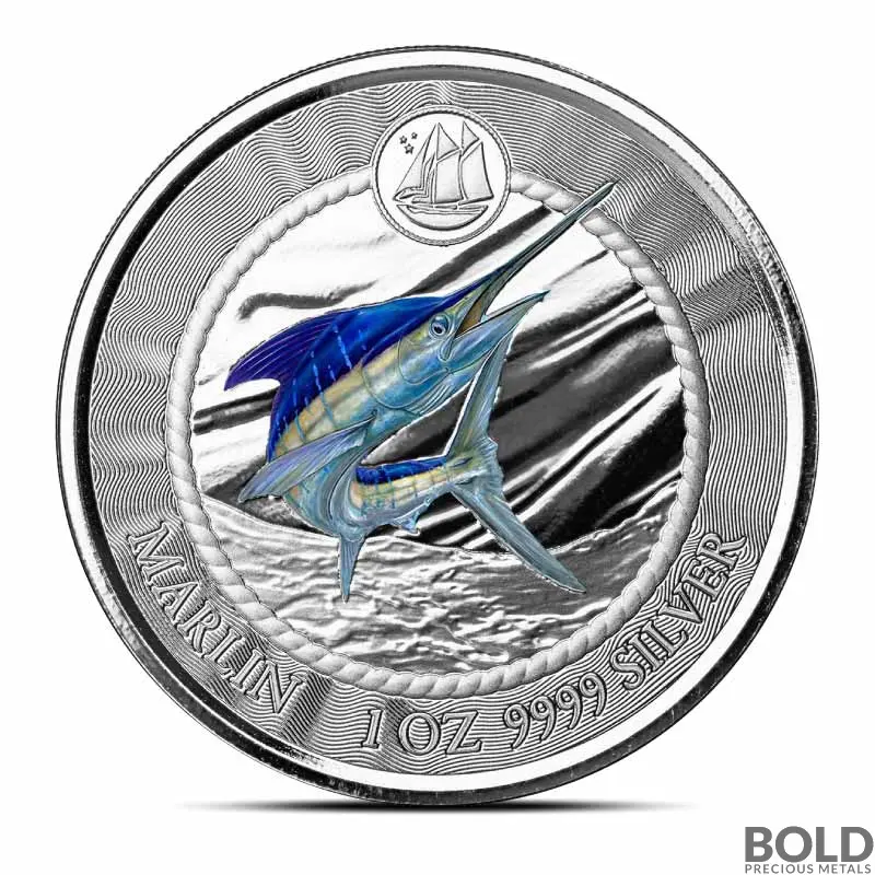 2023 1 oz Cayman Islands Blue Marlin Silver Coin (Colored)