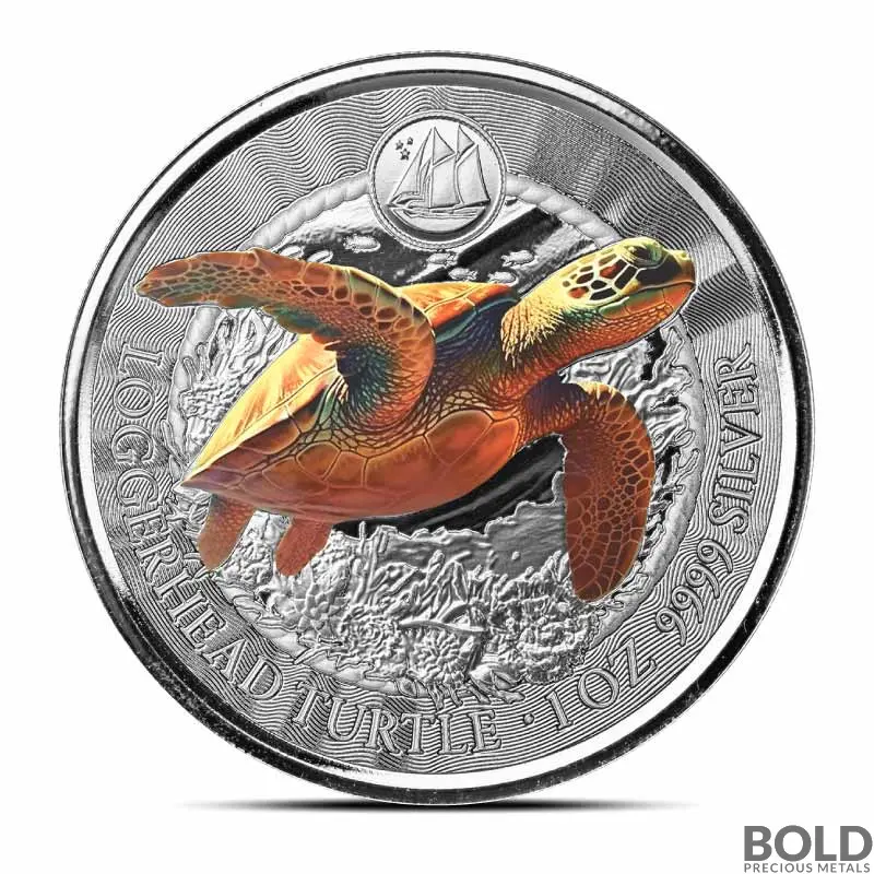 2023 1 oz Cayman Islands Loggerhead Turtle Silver Coin (Colored)