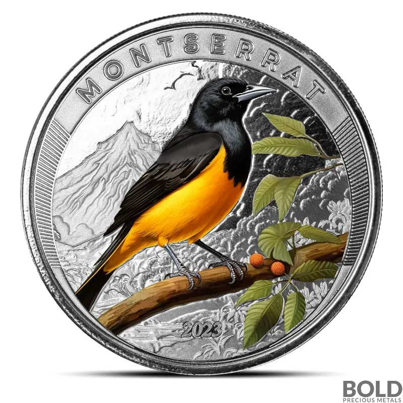 Oriolus Monachaa（ほぼ新品） 2023 1 oz Montserrat Oriole Silver Coin (Colored)