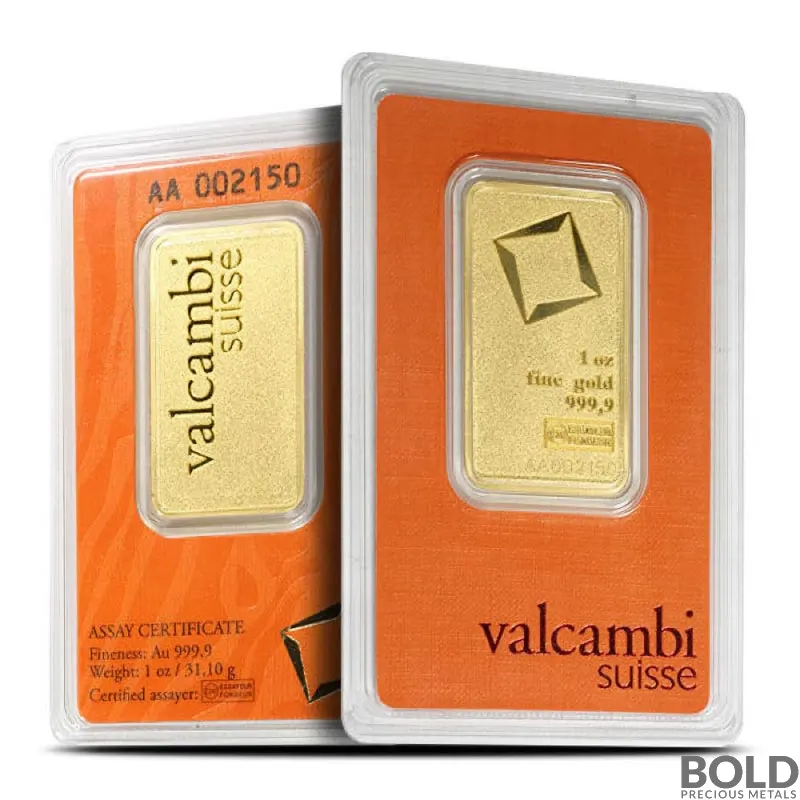 1 oz Valcambi Gold Bar (Matte)