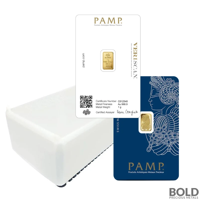 1 Gram PAMP Suisse Gold Bar (FINE, Box of 25)