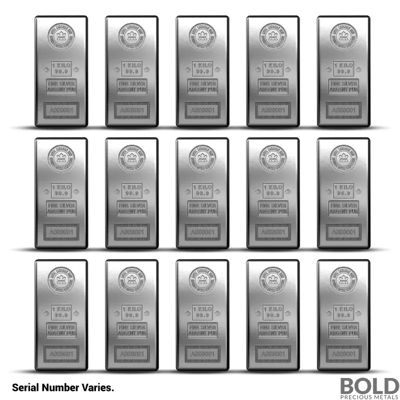 1 Kilo RCM Silver Bar - Lot of 15