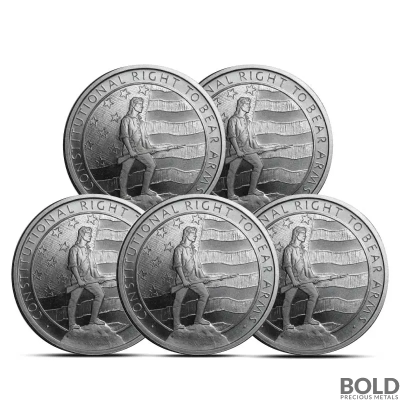 1 oz Second Amendment Silver Round (Lot of 5)