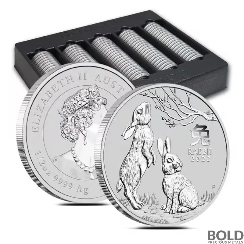 2023 1/2 oz Perth Lunar Year of the Rabbit Silver Coin BU - Box of 100