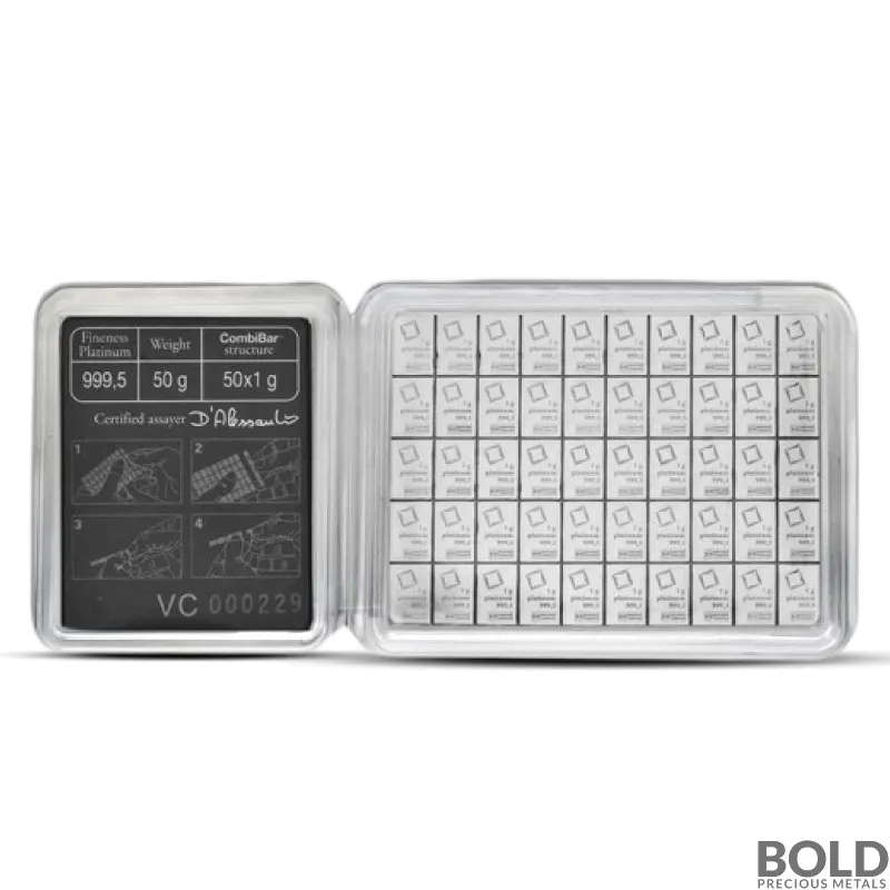 50x1 Gram Valcambi Platinum CombiBar (In Assay)
