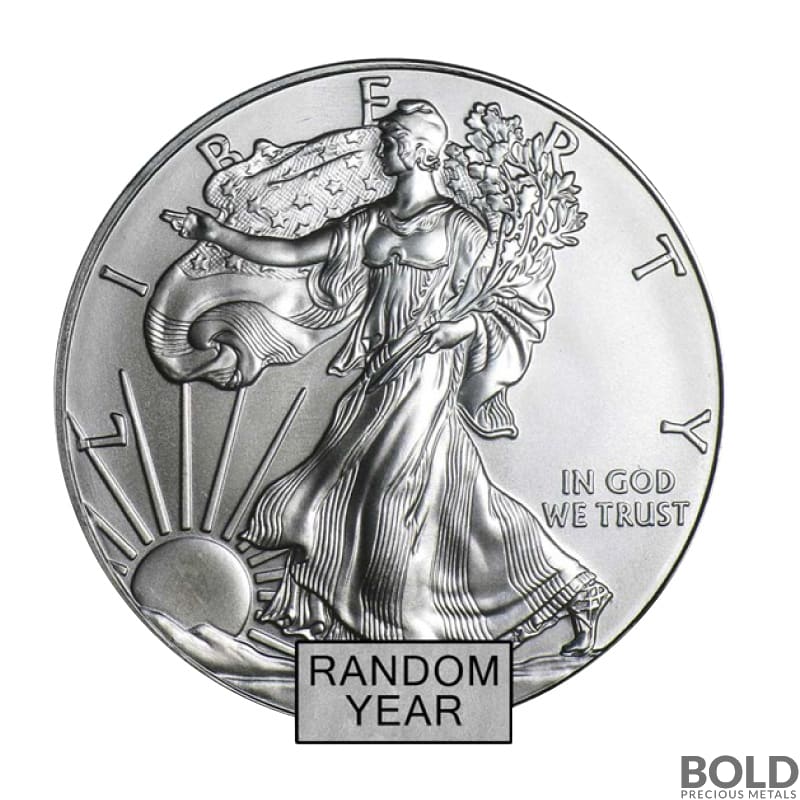 1 oz American Silver Eagle Coin (BU, Random Year, Type 2)
