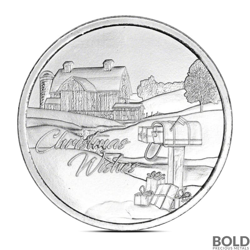 1 oz Christmas Barn Holiday Wishes Silver Round (Impaired)