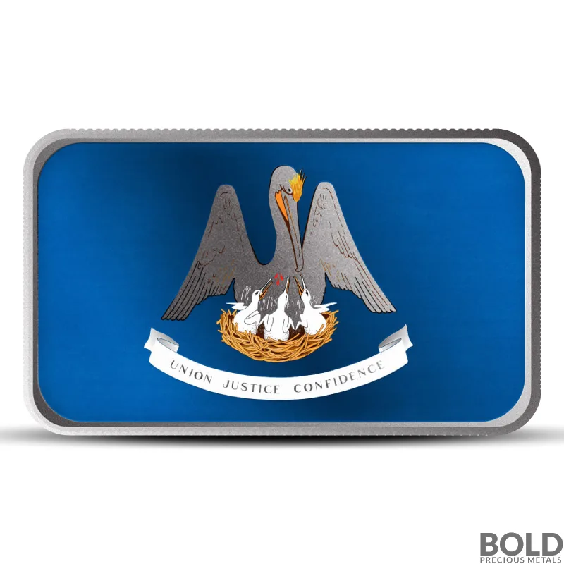 1 oz Louisiana State Flag Silver Bar (Colored)