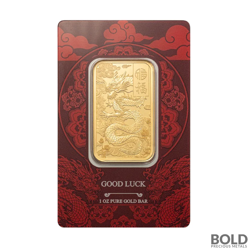 1 oz PAMP Suisse Good Luck Yellow Dragon Gold Bar
