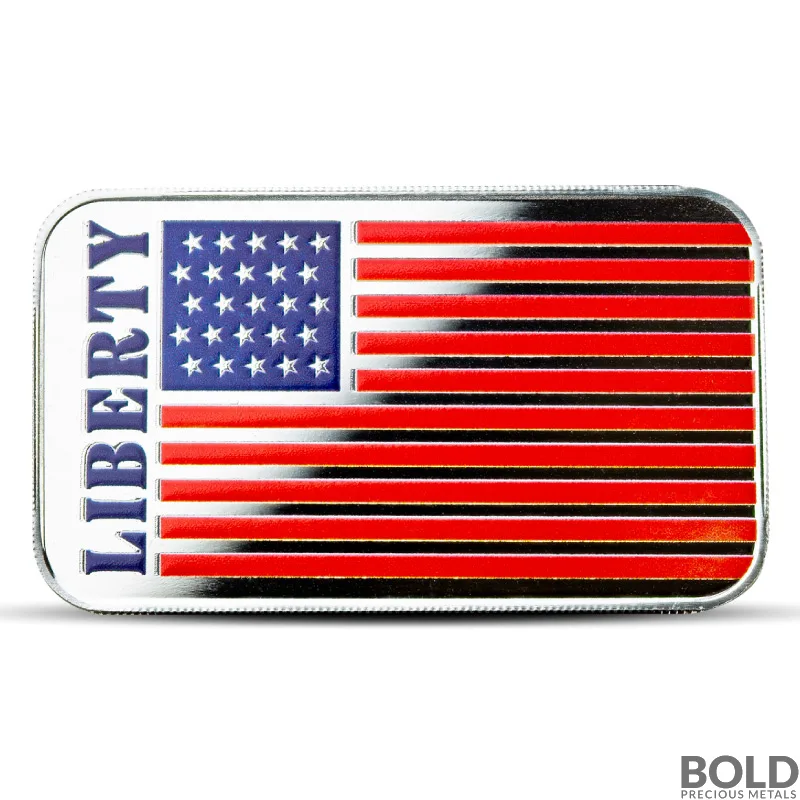 1 oz Scottsdale Patriotic Liberty Flag Silver Bar (Colored)