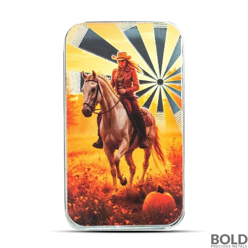 1 oz Scottsdale Prairie Cowgirl Silver Bar (Color)