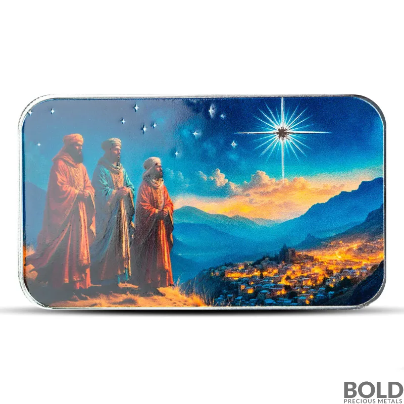 1 oz The Three Wise Men’s Journey to Bethlehem Silver Bar (Colored)