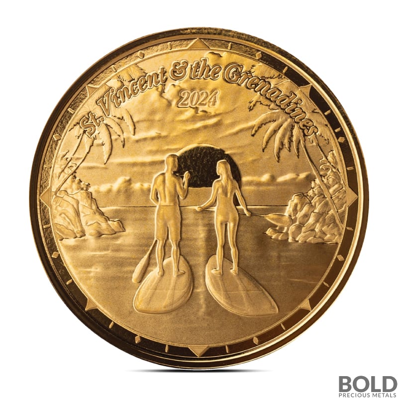2024 1 oz EC8 St.Vincent & the Grenadines Paddleboard Couple Gold Coin