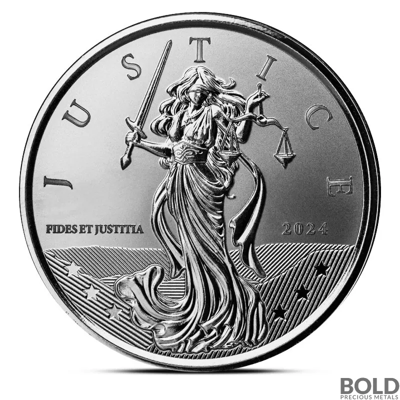 2024 1 oz Gibraltar Lady Justice Silver Coin (BU)
