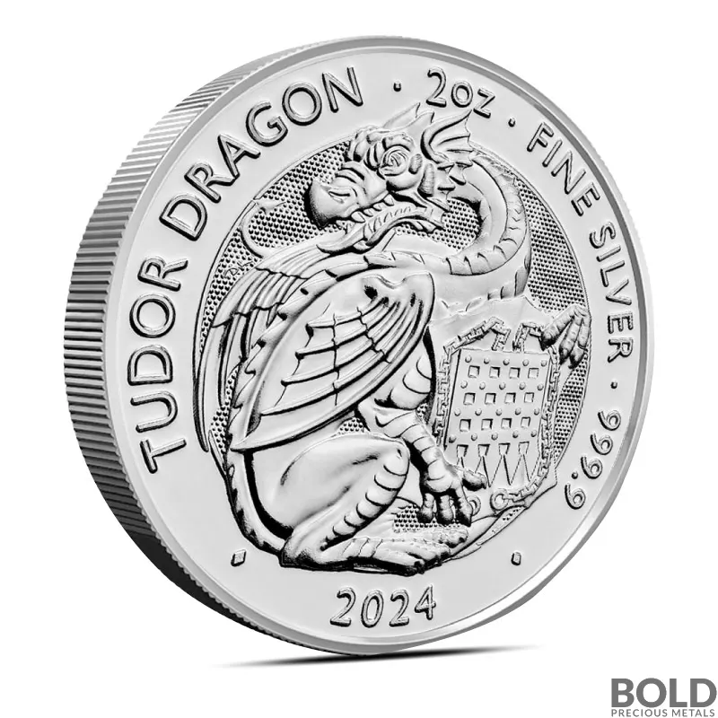 2024 2 oz British Tudor Beasts: Dragon Silver Coin (BU)