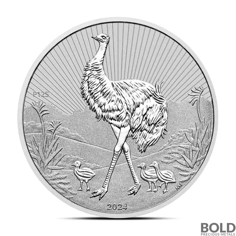2024 2 oz Perth Next Generation Mother & Baby Emu Silver Coin (BU, Piedfort)