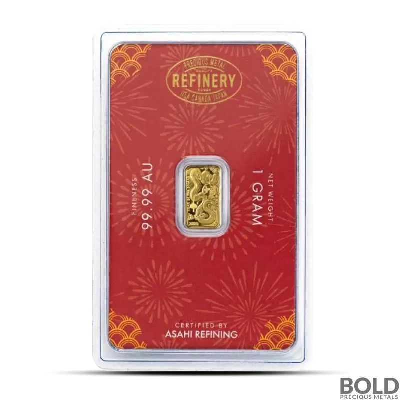 2025 1 Gram Asahi Lunar YOT Snake Gold Bar (In Assay)