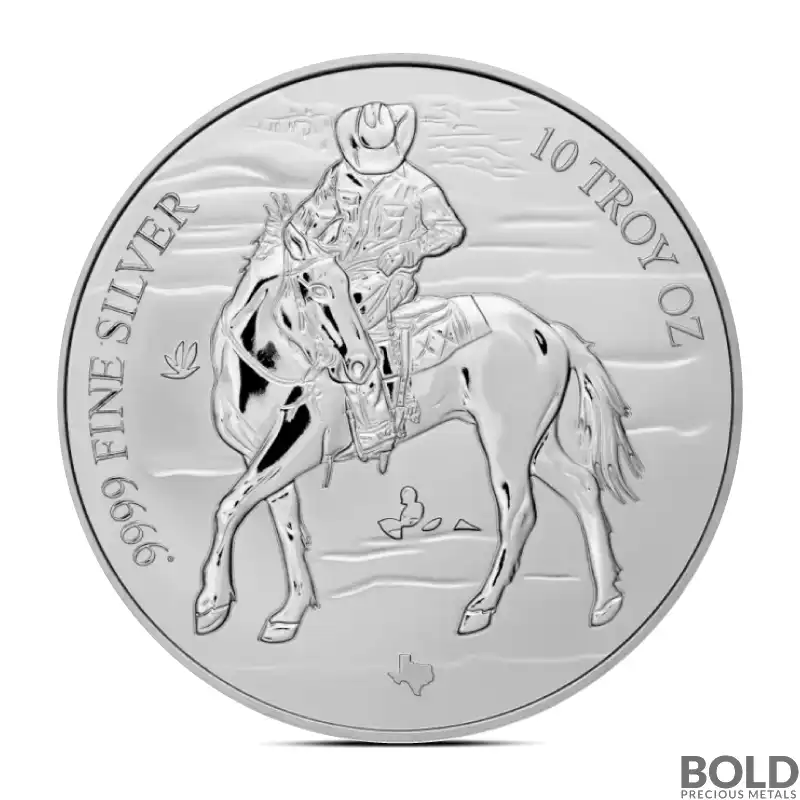 2025 10 oz Texas Mint Cowboy Silver Round (Reverse Proof)
