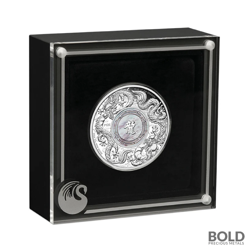2024 2 oz Double Dragon with Mother of Pearl Insert Silver Coin (Proof)