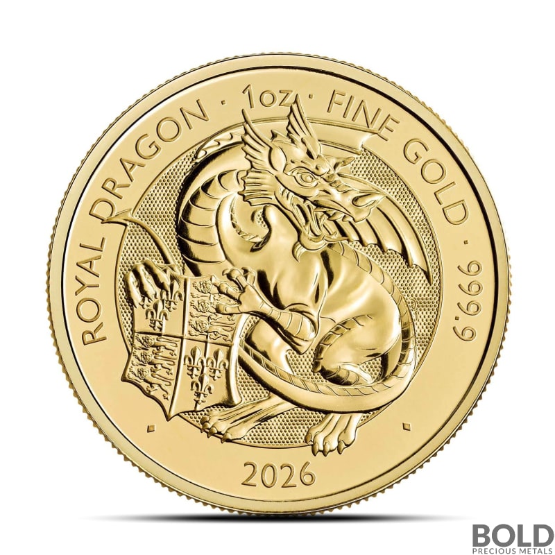 2026 1 oz British Gold Tudor Beasts Royal Dragon Coin (BU)