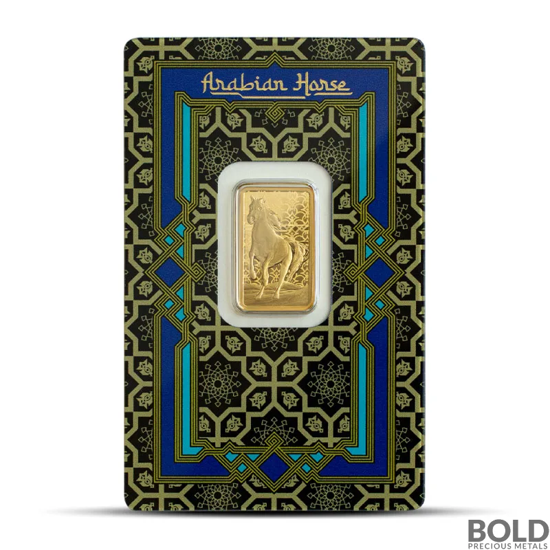 5 Gram PAMP Arabian Horse with Pendant Frame Gold Bar